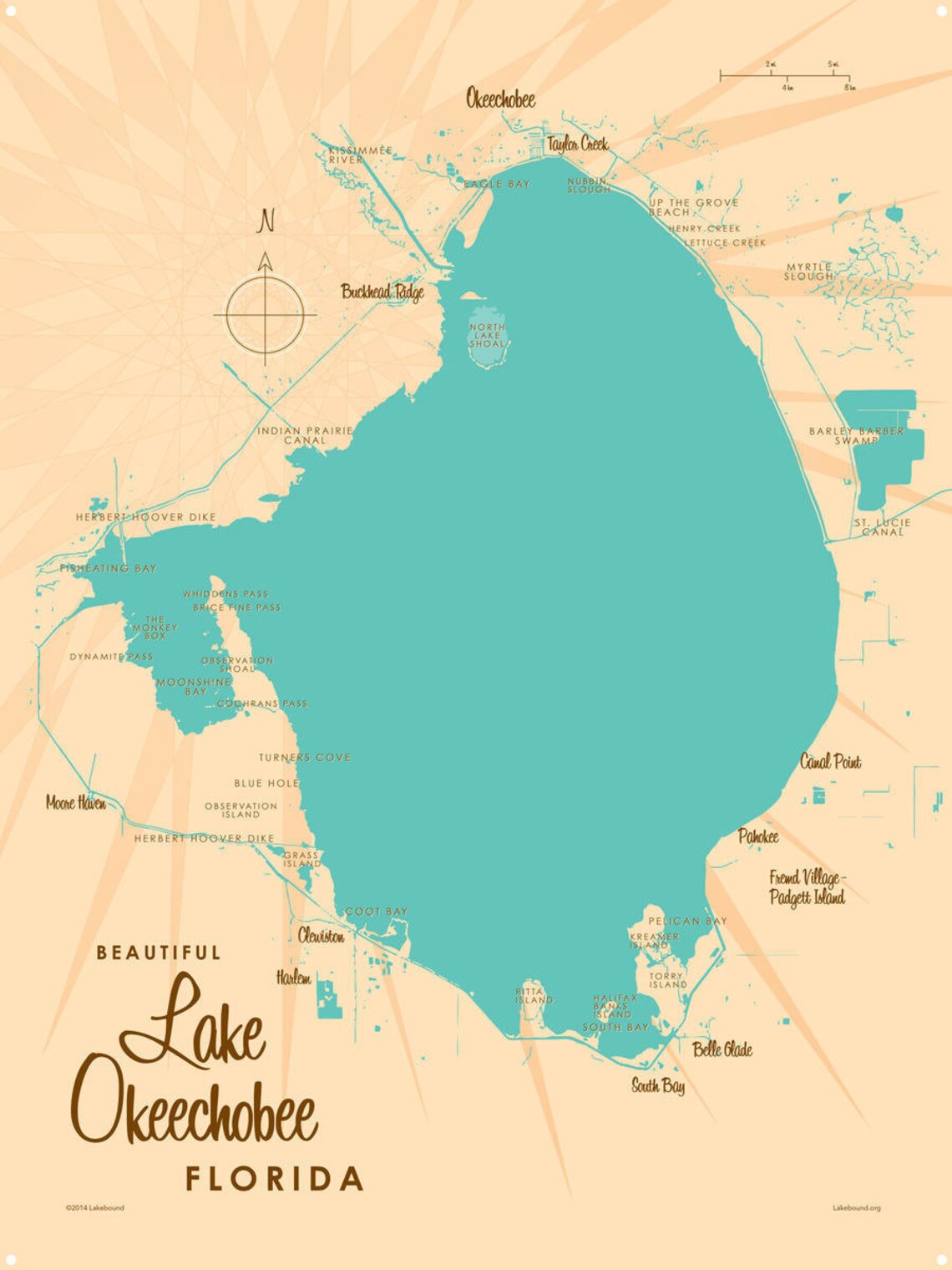 Lake Okeechobee Florida Lake House Décor Cabin Art Etsy