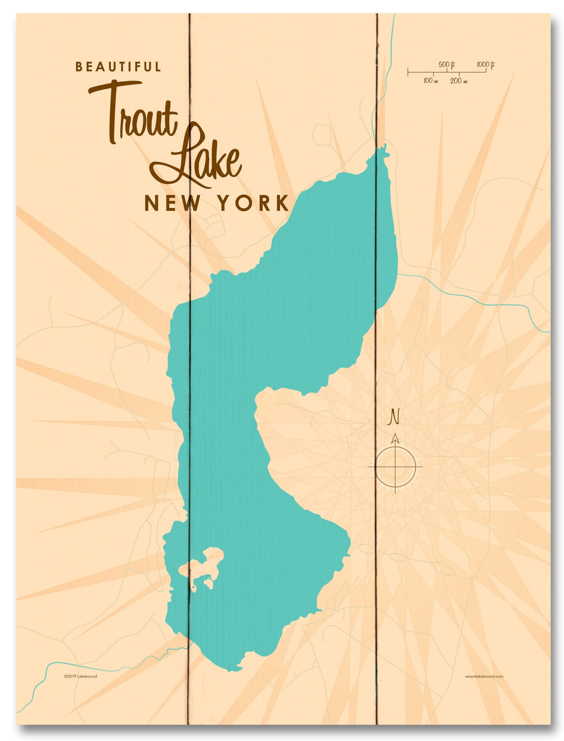 Trout Lake New York Wood Sign Map Art Etsy