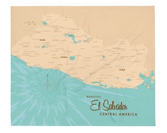 El Salvador / Decoración de casas en el lago / Arte de cabaña / Regalos con mapas personalizados / Manta