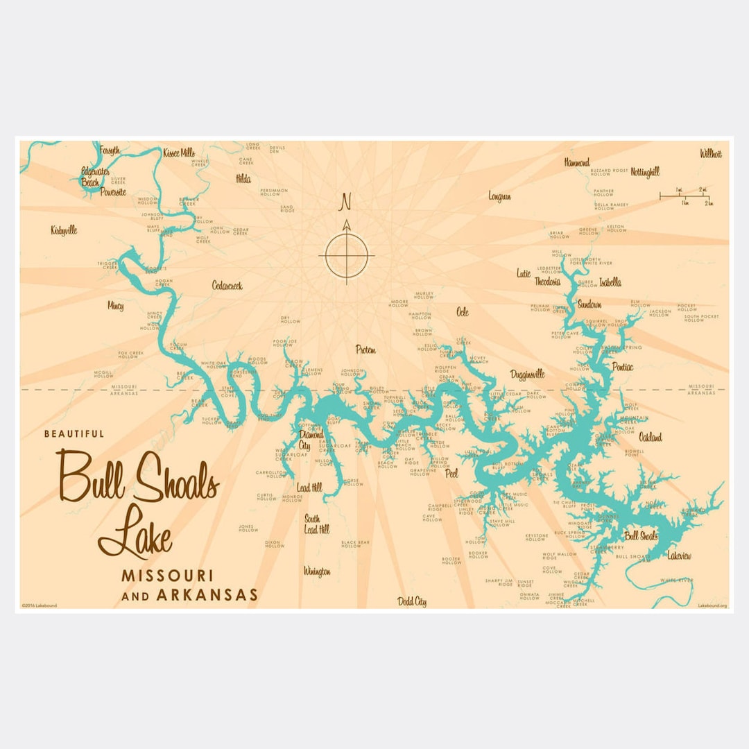 Bull Shoals Lake Missouri Arkansas Lake House Décor Cabin Art Custom