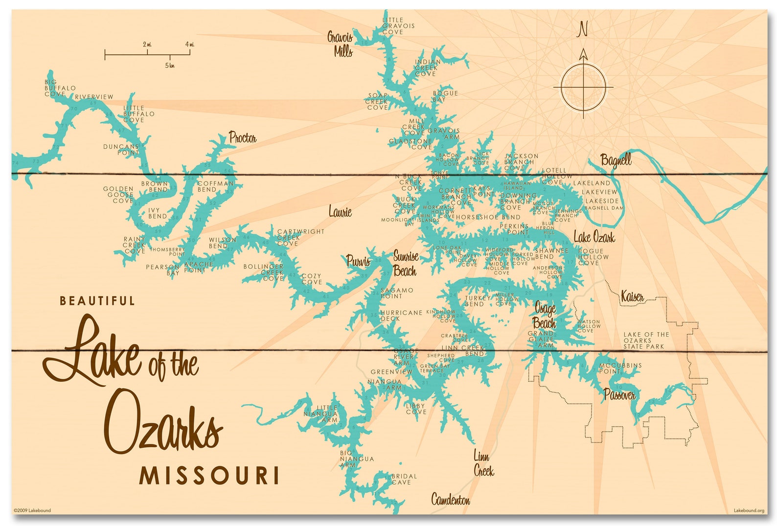 Lake of the Ozarks Missouri with Mile Markers Lake House Etsy