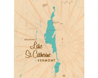 Lago St. Catherine, Vermont / Decoración de casas en el lago / Arte de cabaña / Regalos con mapas personalizados / Manta