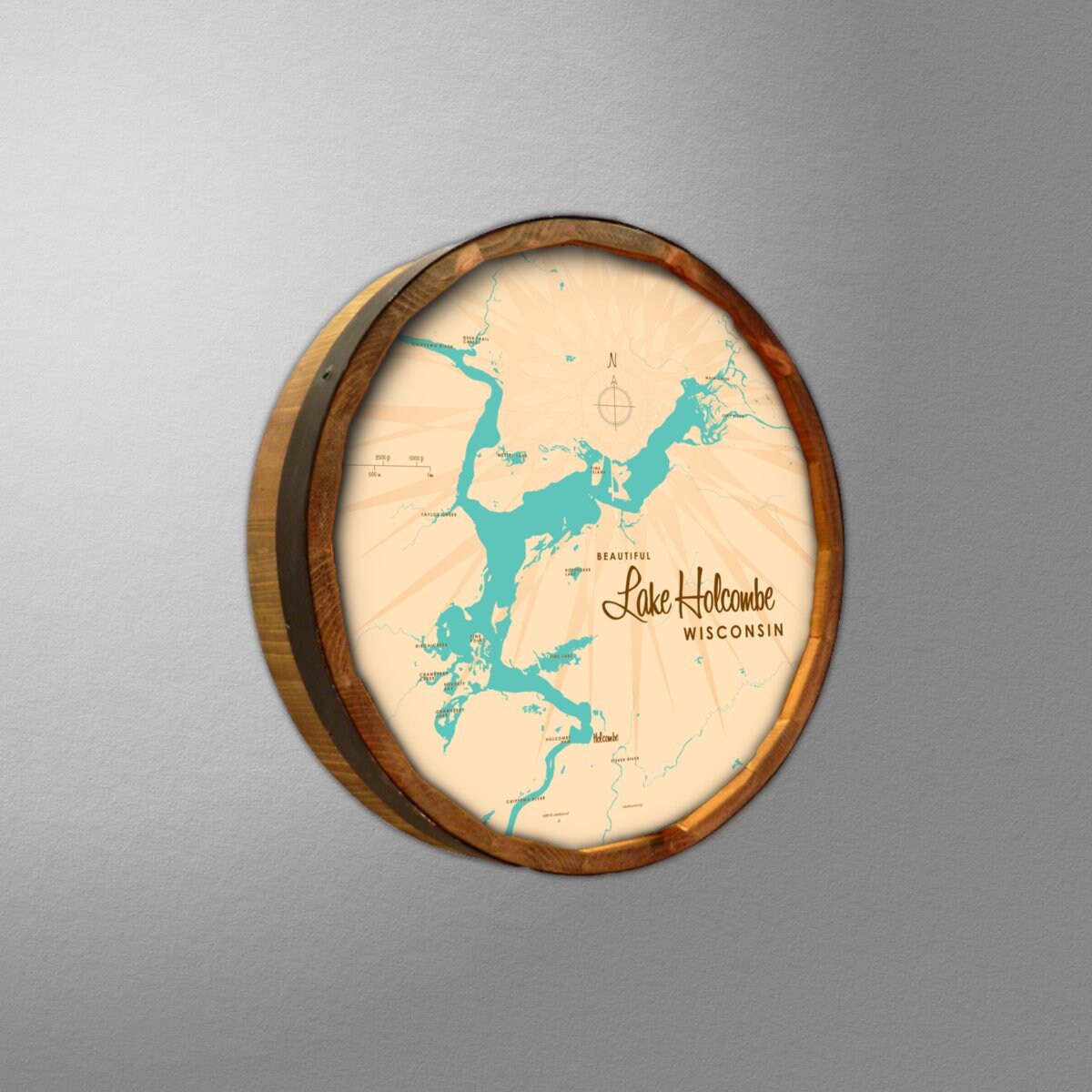 Lake Wisconsin Barrel End Map Art Etsy
