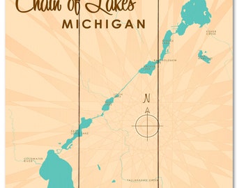 Coldwater Chain Of Lakes Map Coldwater Lake Map | Etsy
