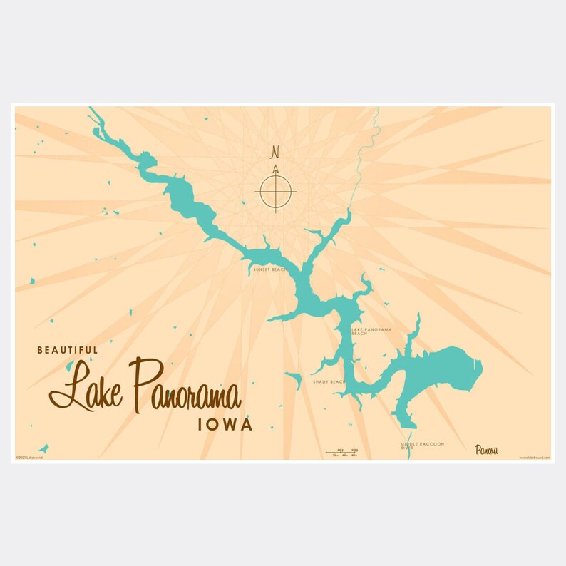 Lake Panorama Iowa Paper Print Map Art Etsy