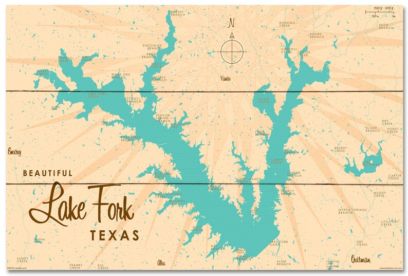 Lake Fork Texas Wood Sign Map Art Etsy