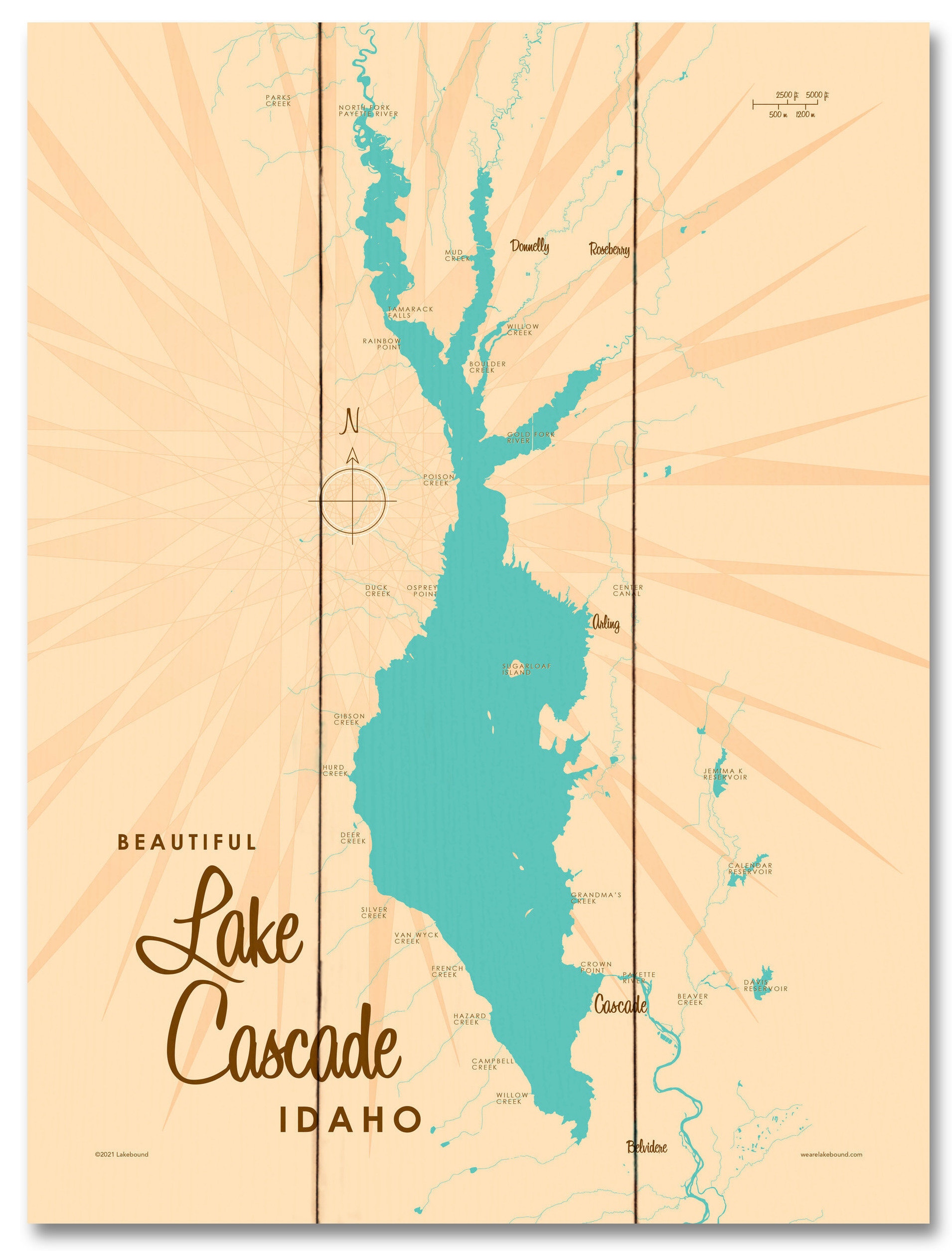 Lake Cascade Idaho Wood Sign Map Art Etsy