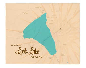 Lost Lake Oregon / Decoración de casas en el lago / Arte de cabaña / Regalos con mapas personalizados / Manta