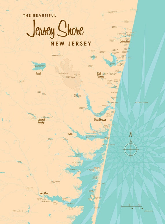 The Jersey Shore Map Canvas Print Etsy