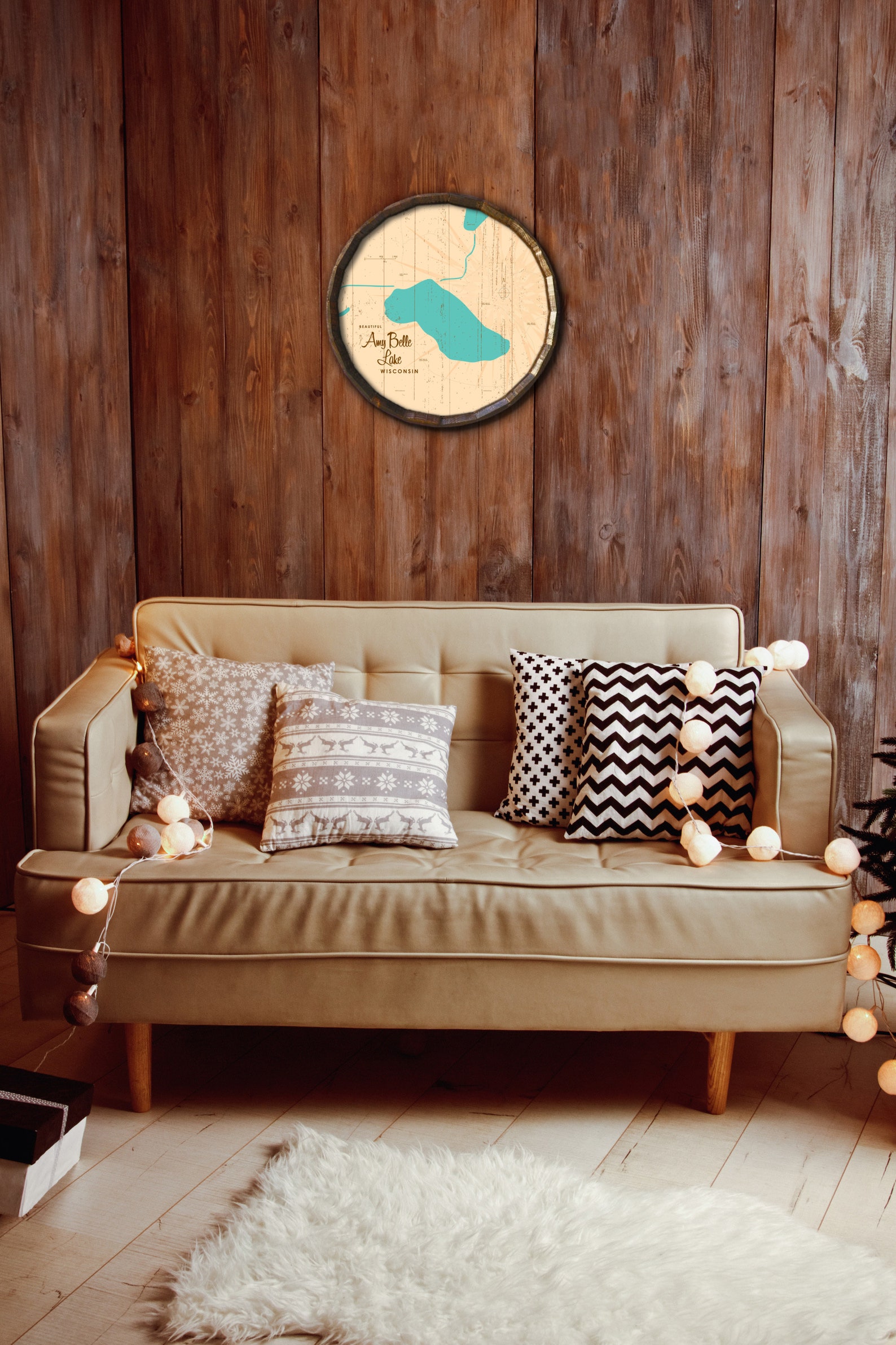 Amy Belle Lake Wisconsin Rustic Barrel End Map Art Etsy