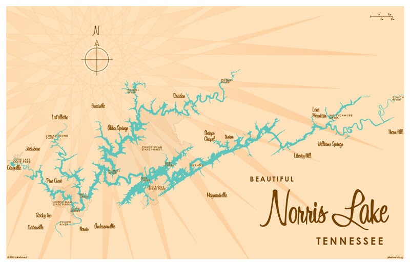 Norris Lake TN Map Print Etsy