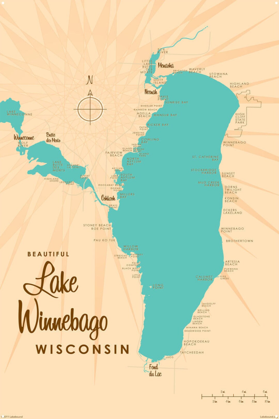 Lake Winnebago Wisconsin Lake House Décor Cabin Art Etsy