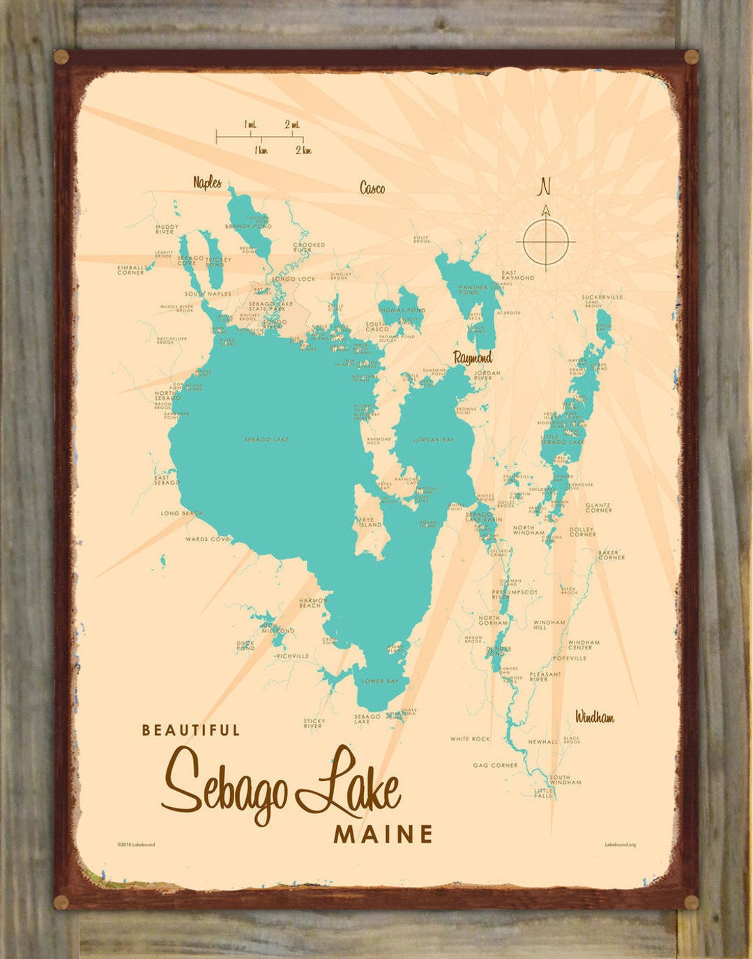 Sebago Lake Maine Lake House Décor Cabin Art Custom Map Etsy.de