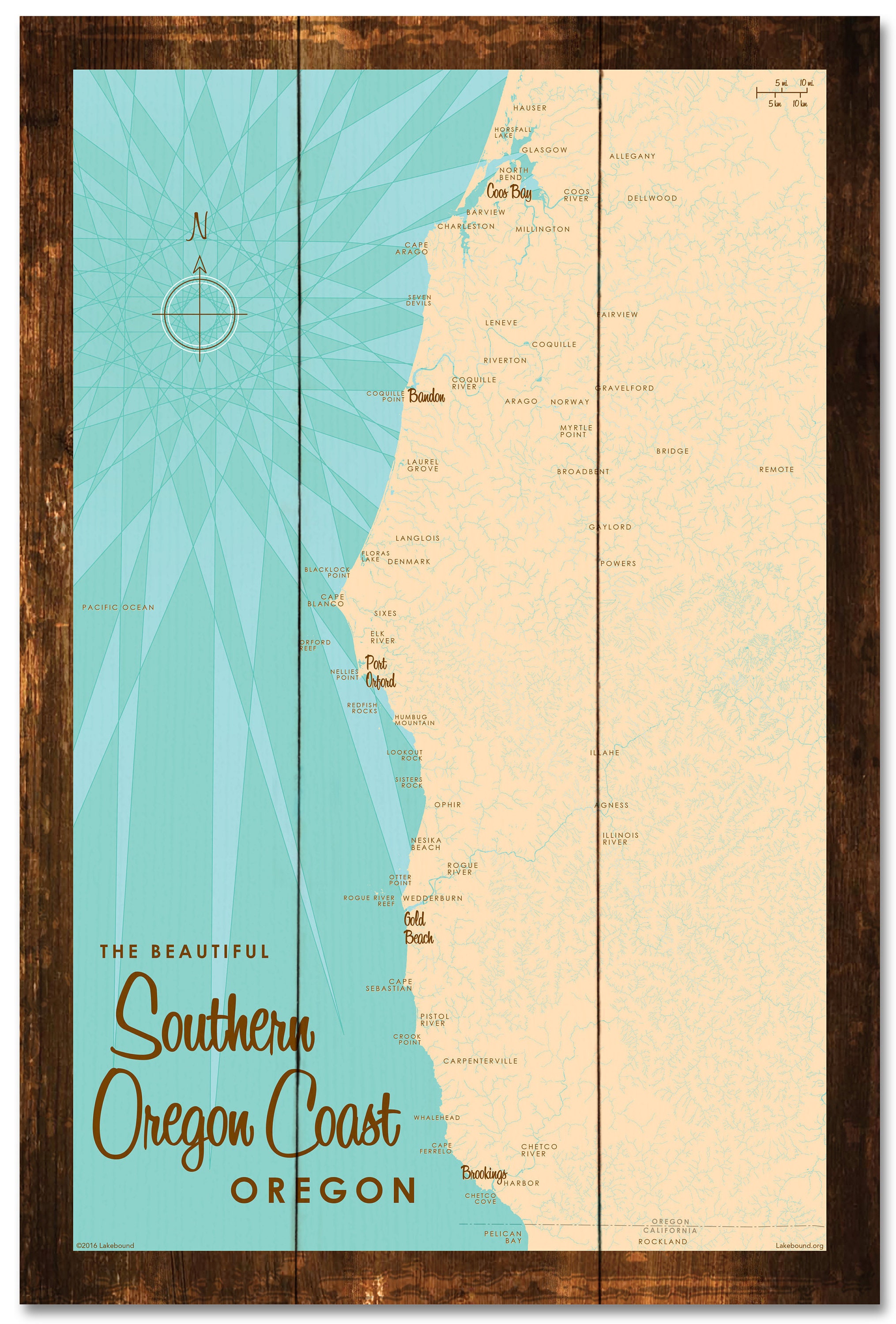 Southern Oregon Coast Map Southern Oregon Coast Rustic Wood Sign Map Art | Etsy Ireland