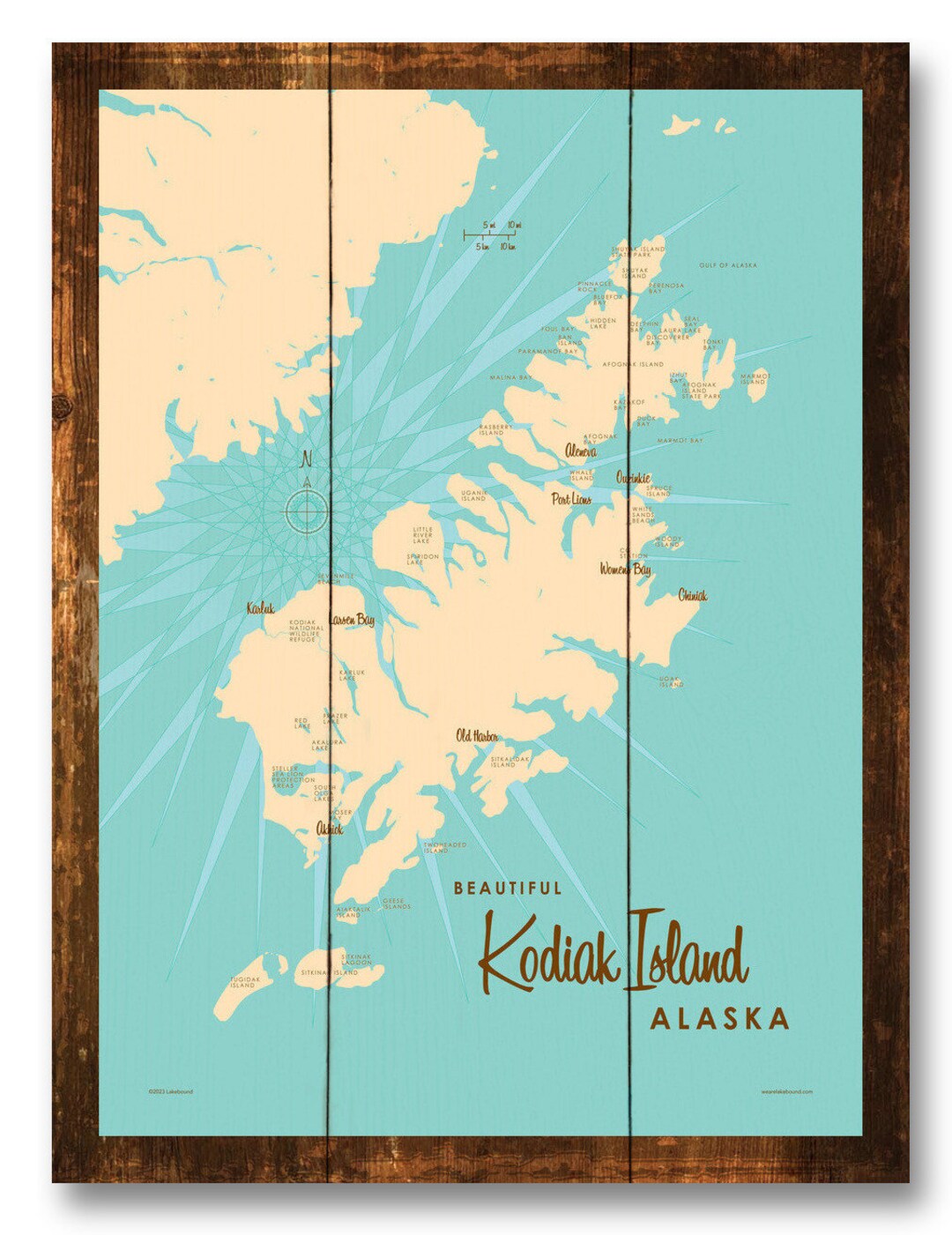 Kodiak Island Alaska, Rustic Wood Sign Map Art Etsy