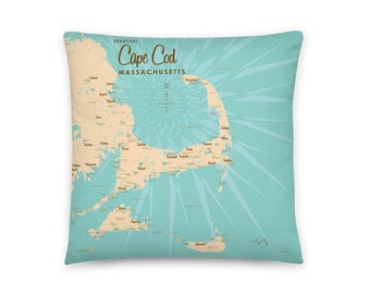 Cape Cod, Massachusetts / Decoración de casas en el lago / Arte de cabañas / Regalos con mapas personalizados / Almohadas