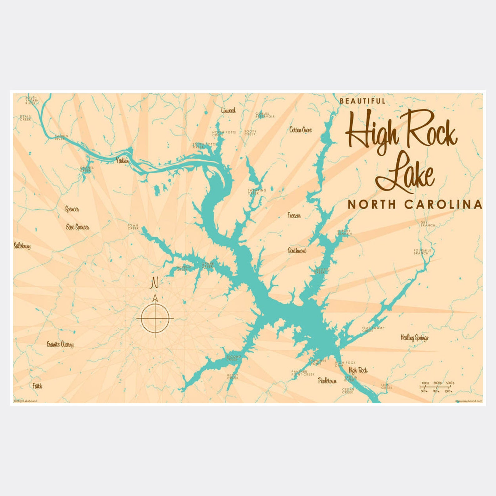 High Rock Lake North Carolina Lake House Décor Cabin Art Etsy