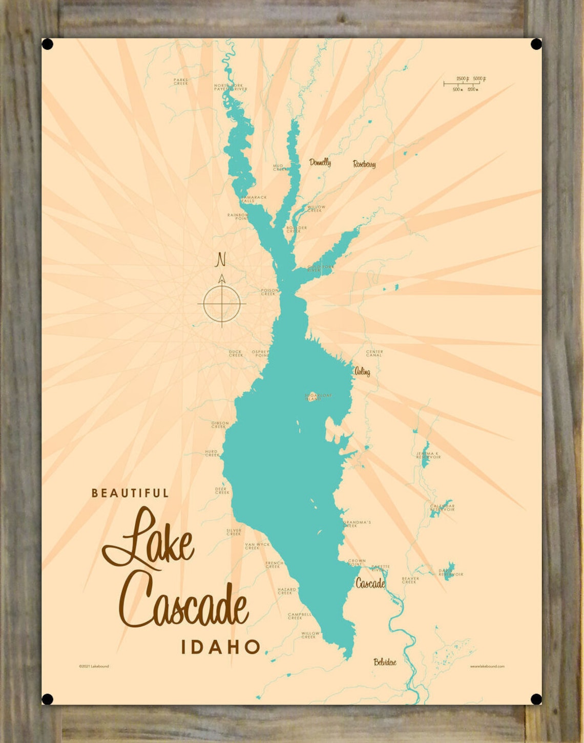 Lake Cascade Idaho Lake House Décor Cabin Art Custom Map Etsy