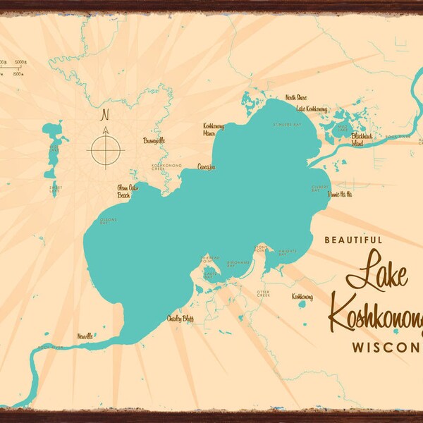 Lake Koshkonong Map Etsy