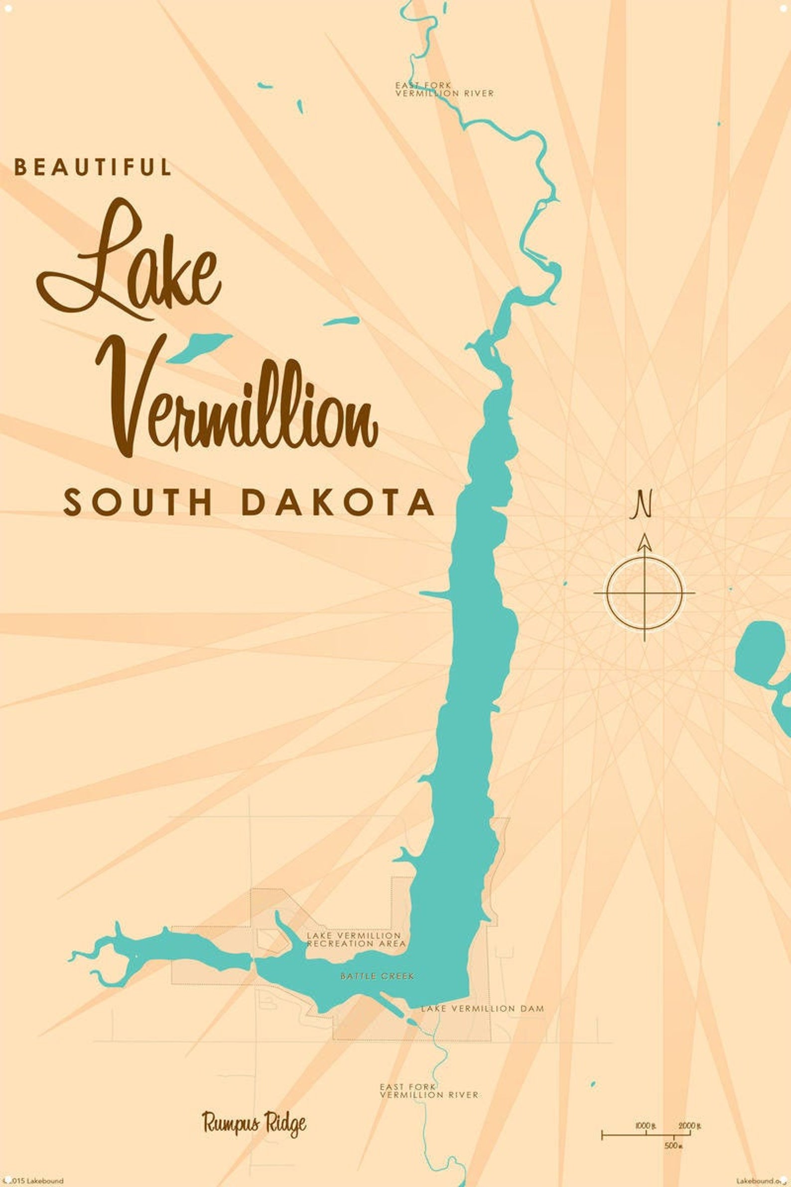 Lake Vermillion South Dakota Metal Sign Map Art Etsy