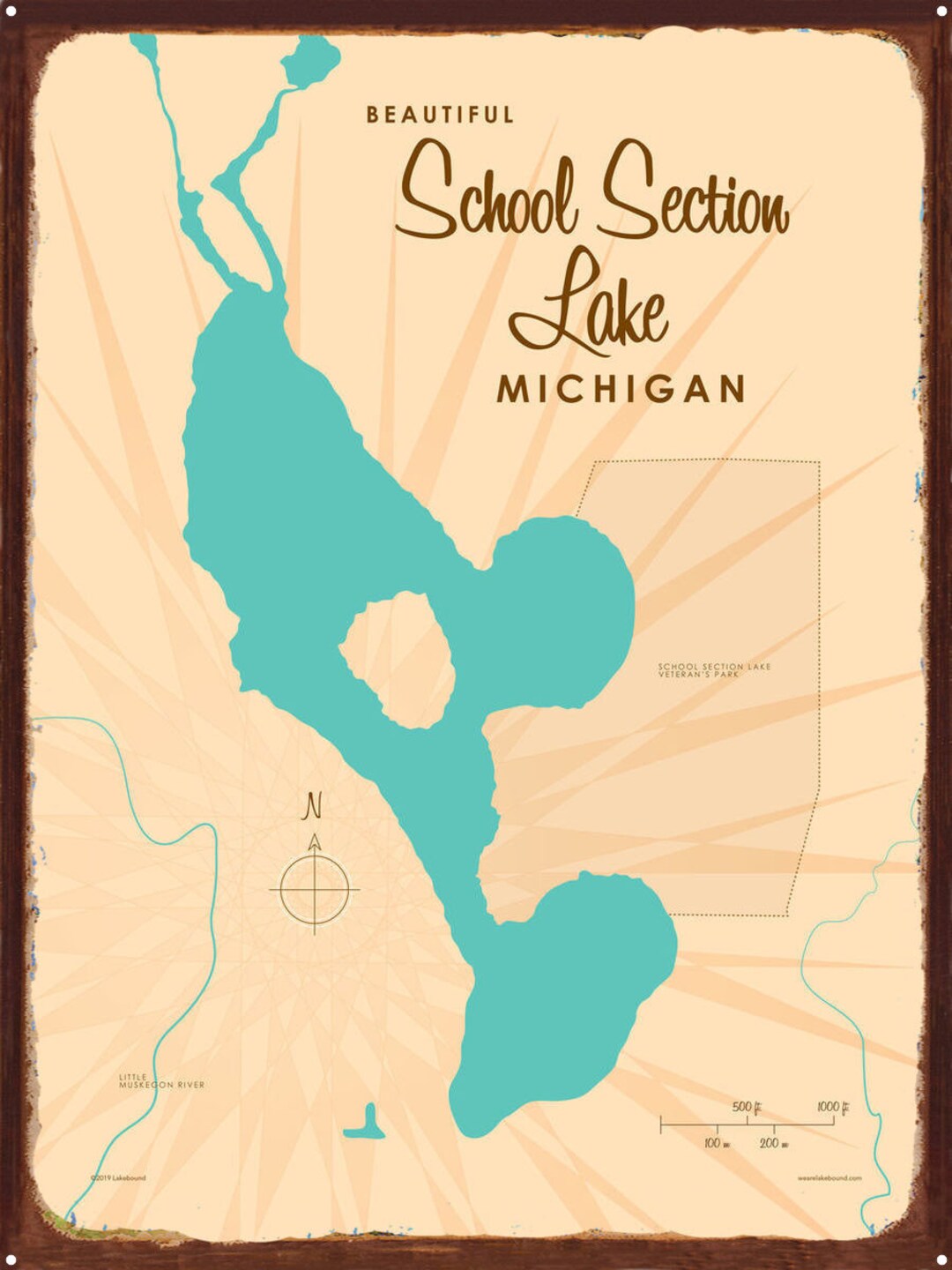 School Section Lake Michigan Lake House Décor Cabin Art Etsy