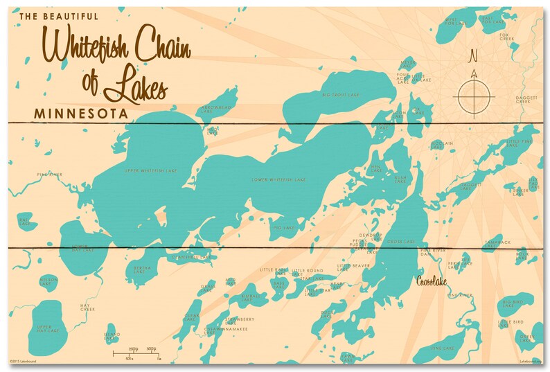 Whitefish Chain Minnesota Wood Sign Map Art Etsy