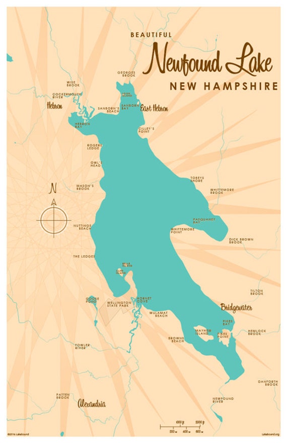 newfound-lake-nh-map-print-etsy