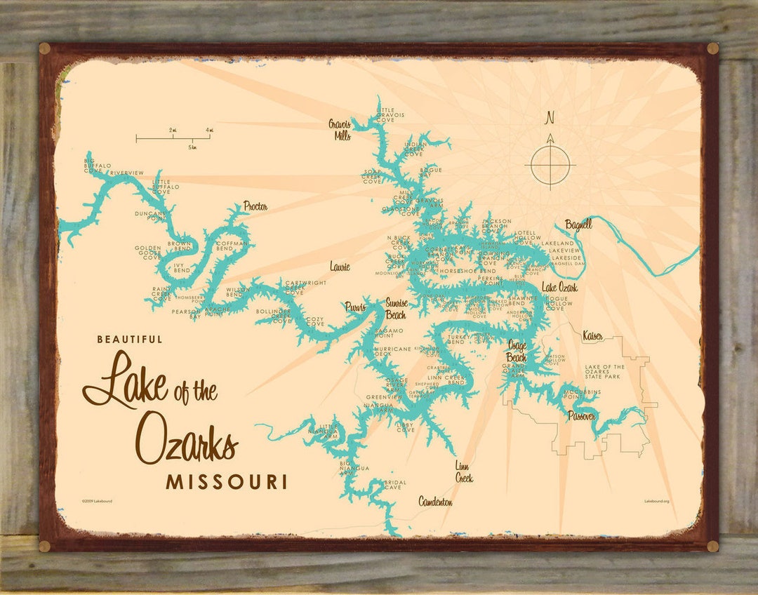 Lake of the Ozarks Missouri with Mile Markers Lake House Etsy
