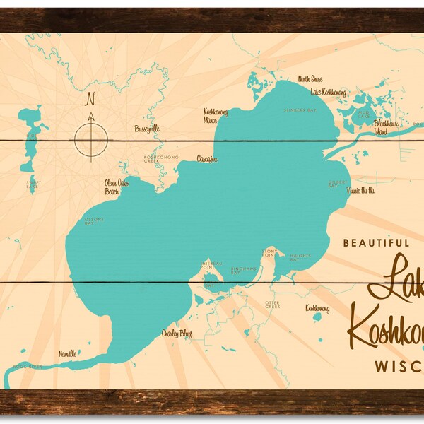 Lake Koshkonong Map Etsy