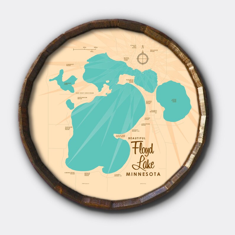 Floyd Lake Minnesota Barrel End Map Art Etsy