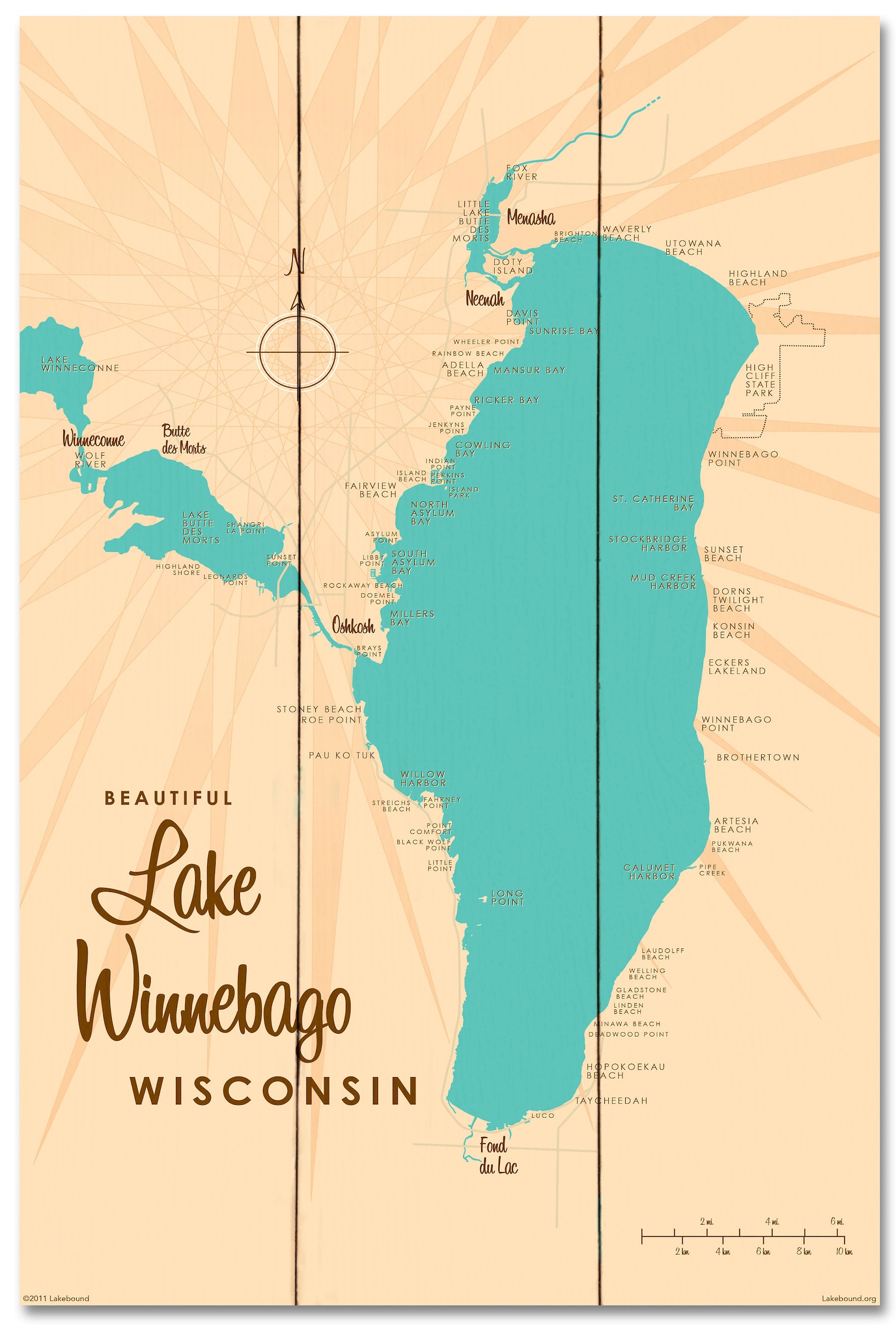 Lake Winnebago Wisconsin Wood Sign Map Art Etsy