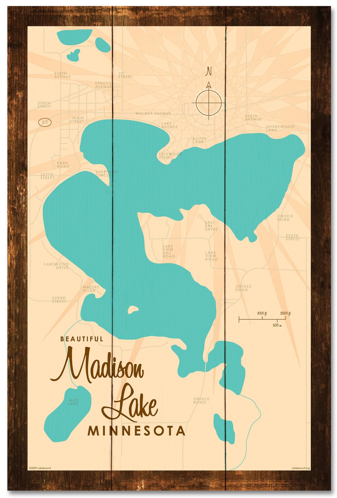 Madison Lake Minnesota Rustic Wood Sign Map Art Etsy