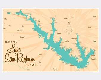 Sam Rayburn Topo Map Sam Rayburn Lake | Etsy