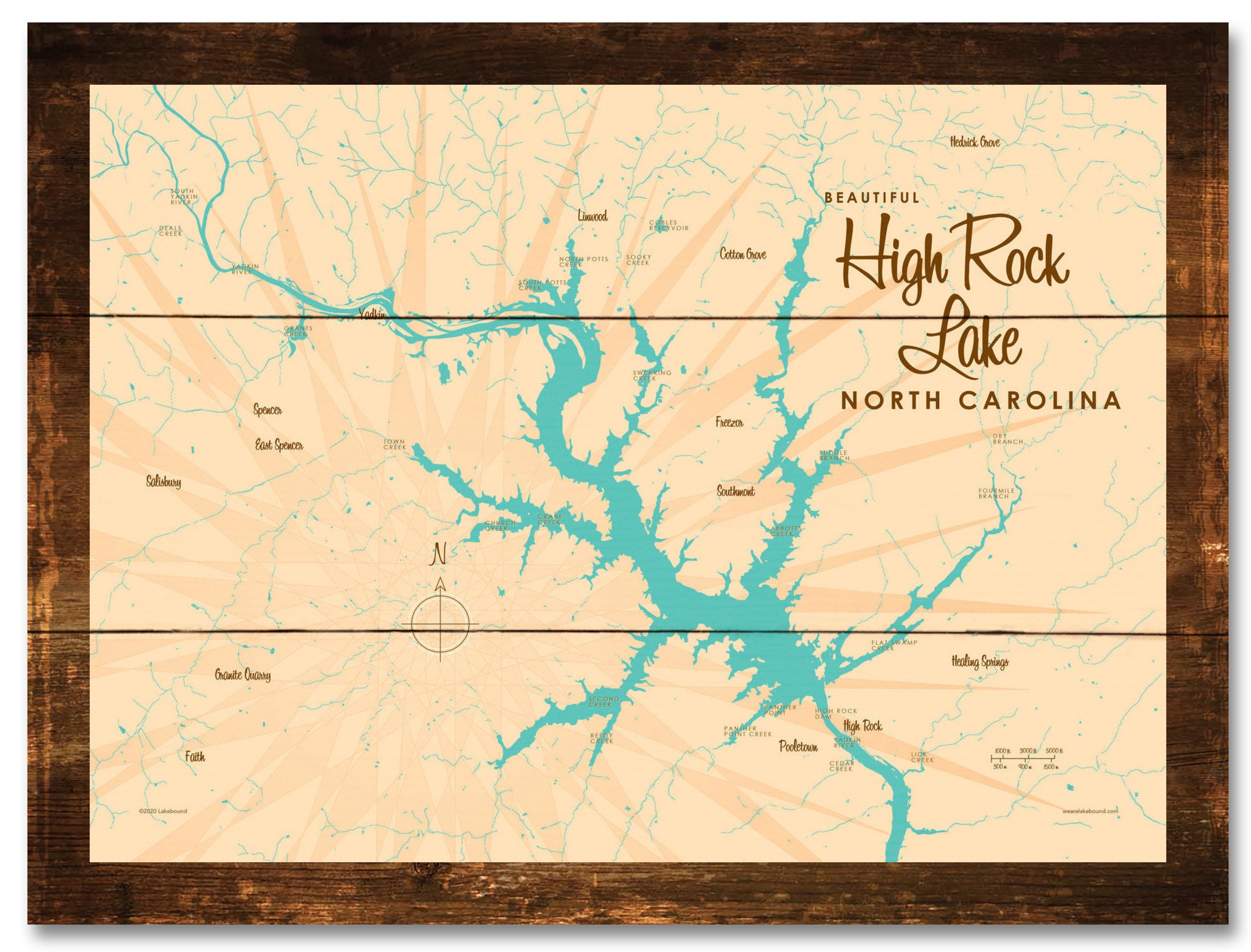 High Rock Lake North Carolina Rustic Wood Sign Map Art | Etsy