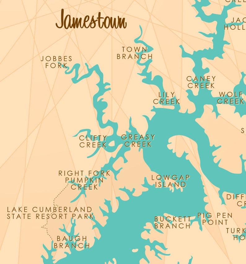 lake-cumberland-ky-map-art-print-etsy