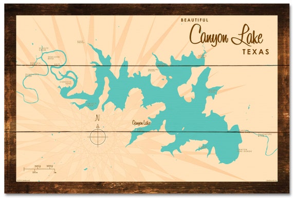 Canyon Lake Map Texas Canyon Lake Texas Rustic Wood Sign Map Art | Etsy