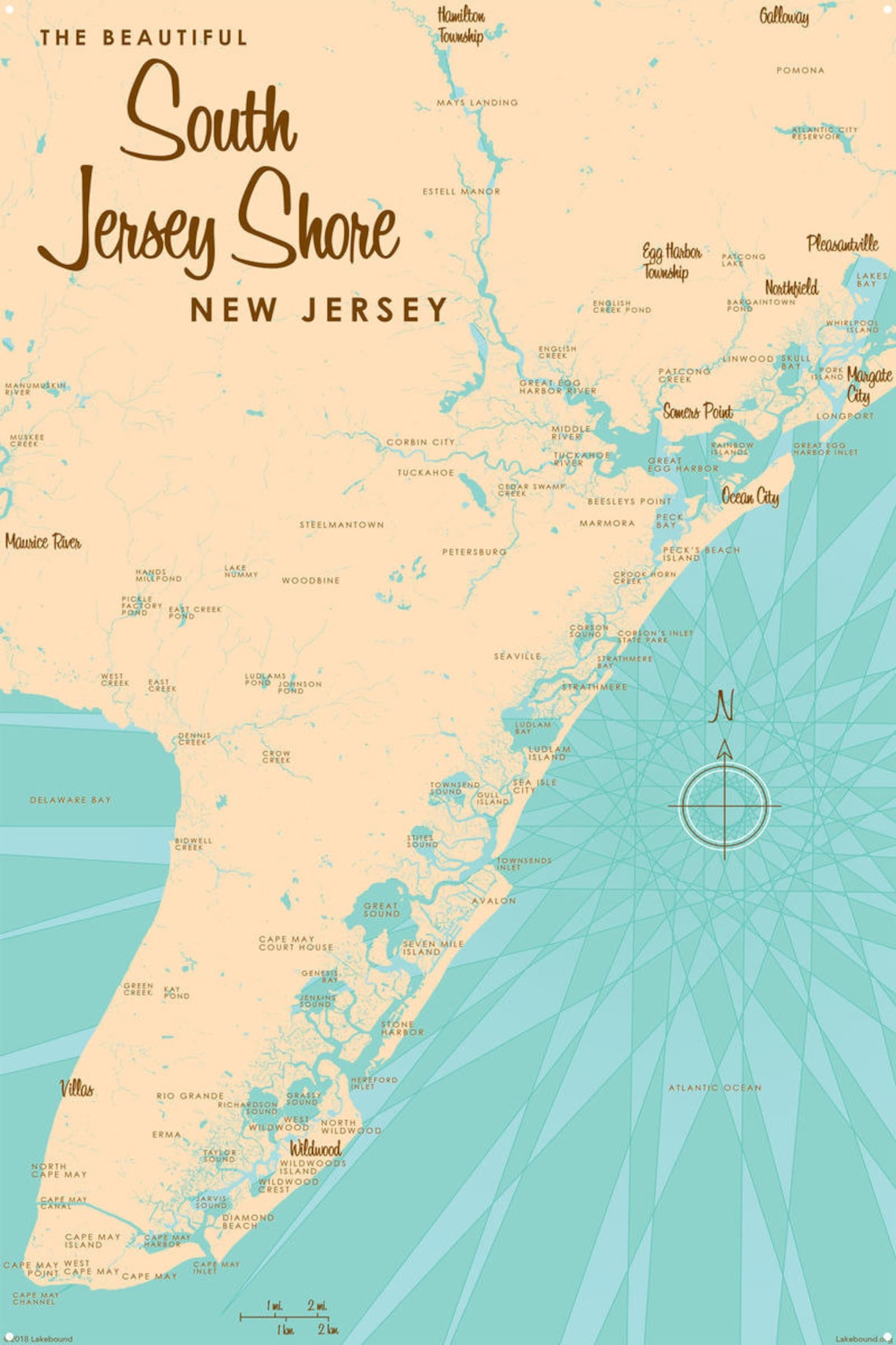 South Jersey Shore New Jersey Lake House Décor Cabin Art Etsy