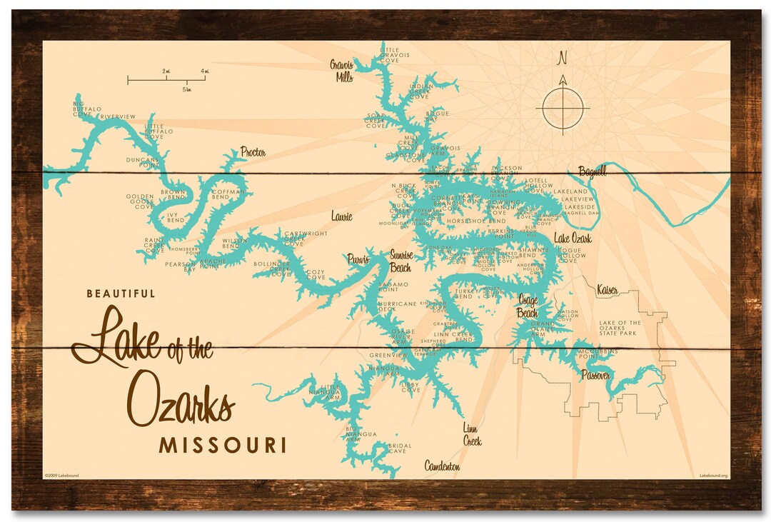 Lake of the Ozarks Missouri no Mile Markers Rustic Wood Etsy