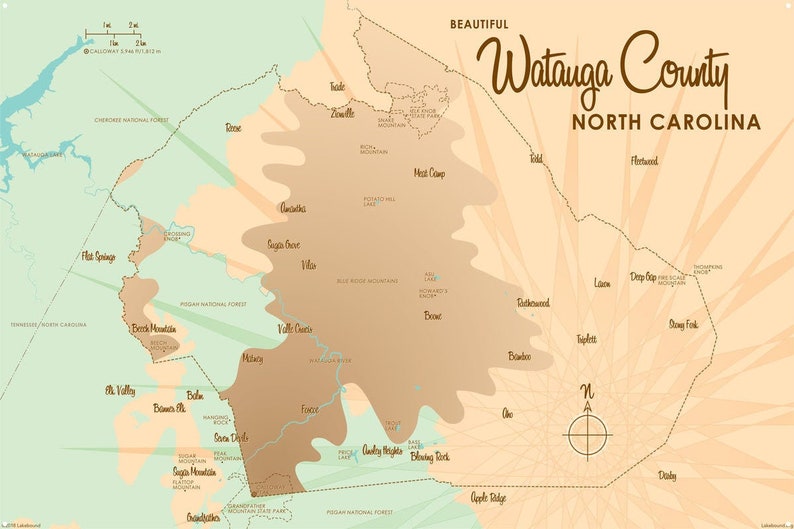 Watauga County North Carolina Metal Sign Map Art | Etsy