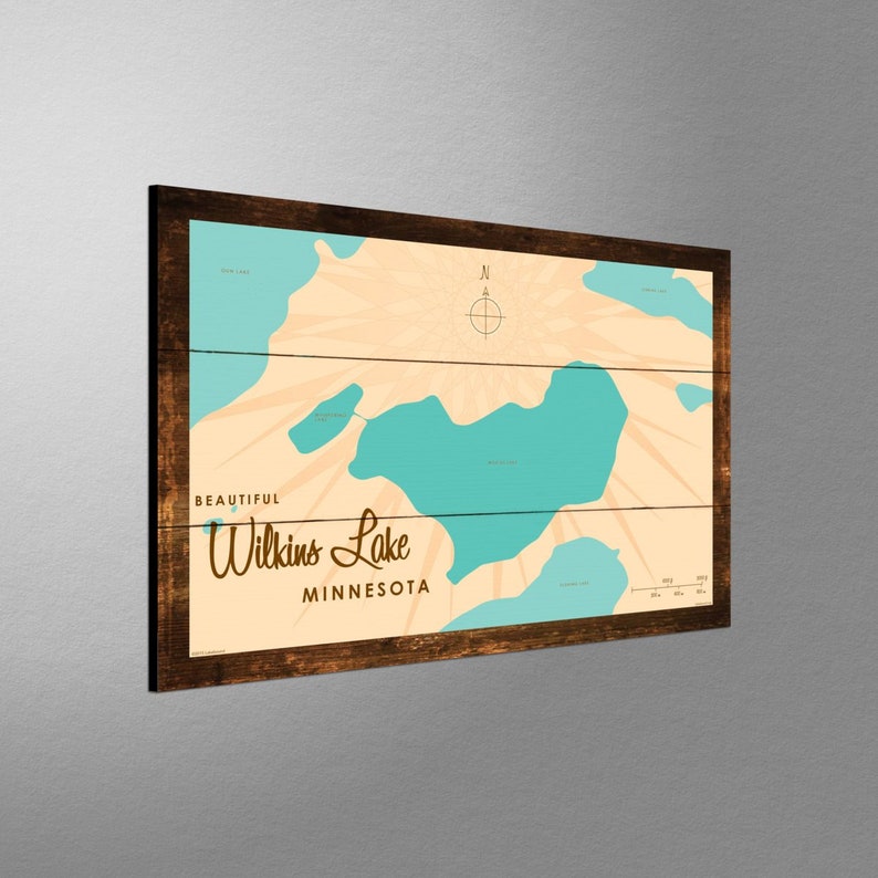 Wilkins Lake Minnesota Rustic Wood Sign Map Art Etsy