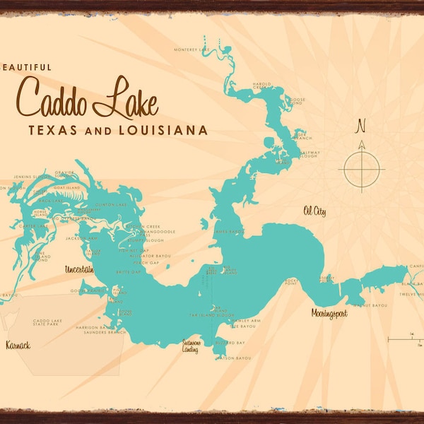 Caddo Lake Map Etsy