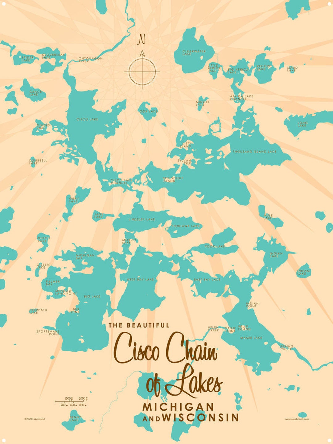 Cisco Chain of Lakes WI Michigan Lake House Décor Cabin Etsy