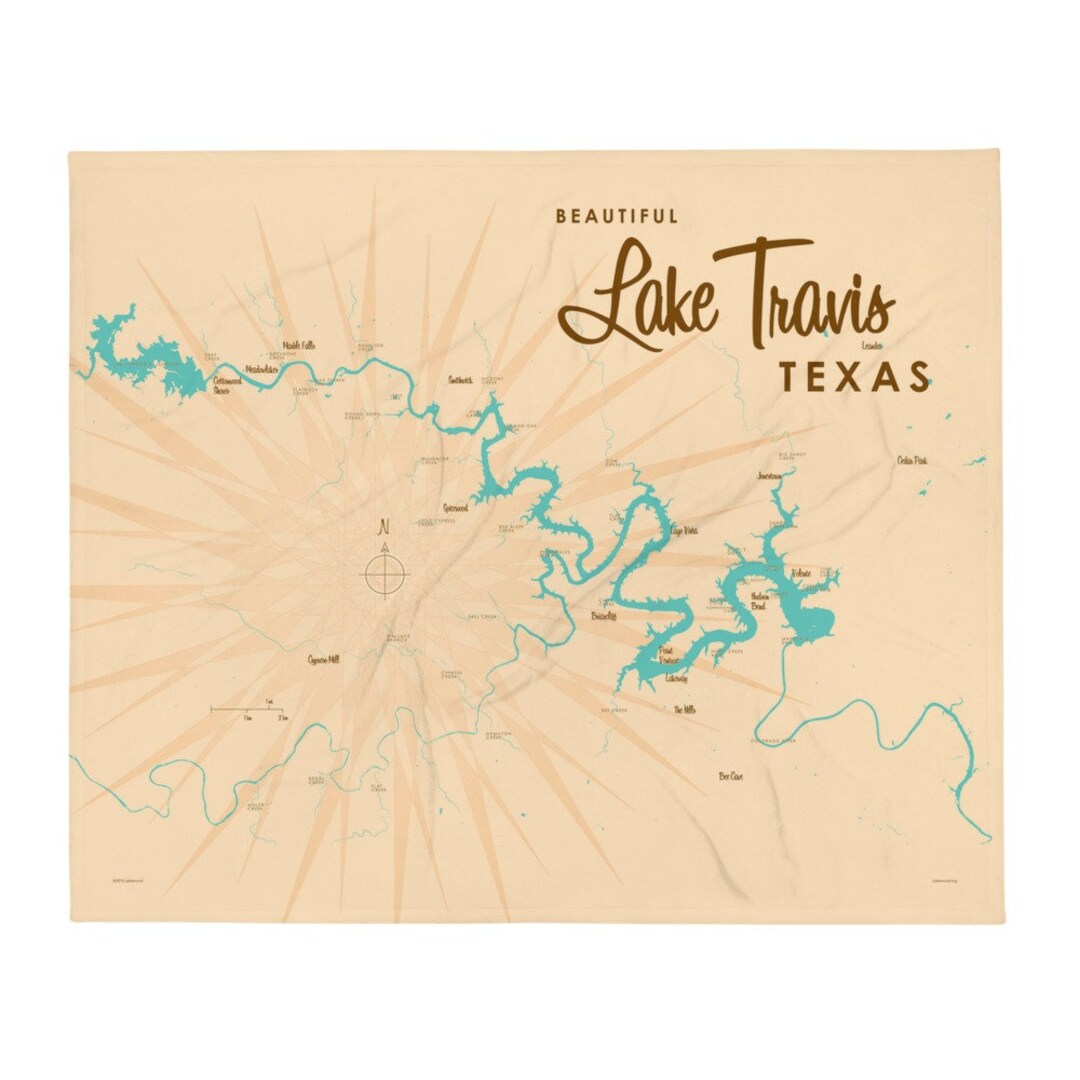 Lake Travis Texas Lake House Décor Cabin Art Custom Map Etsy UK