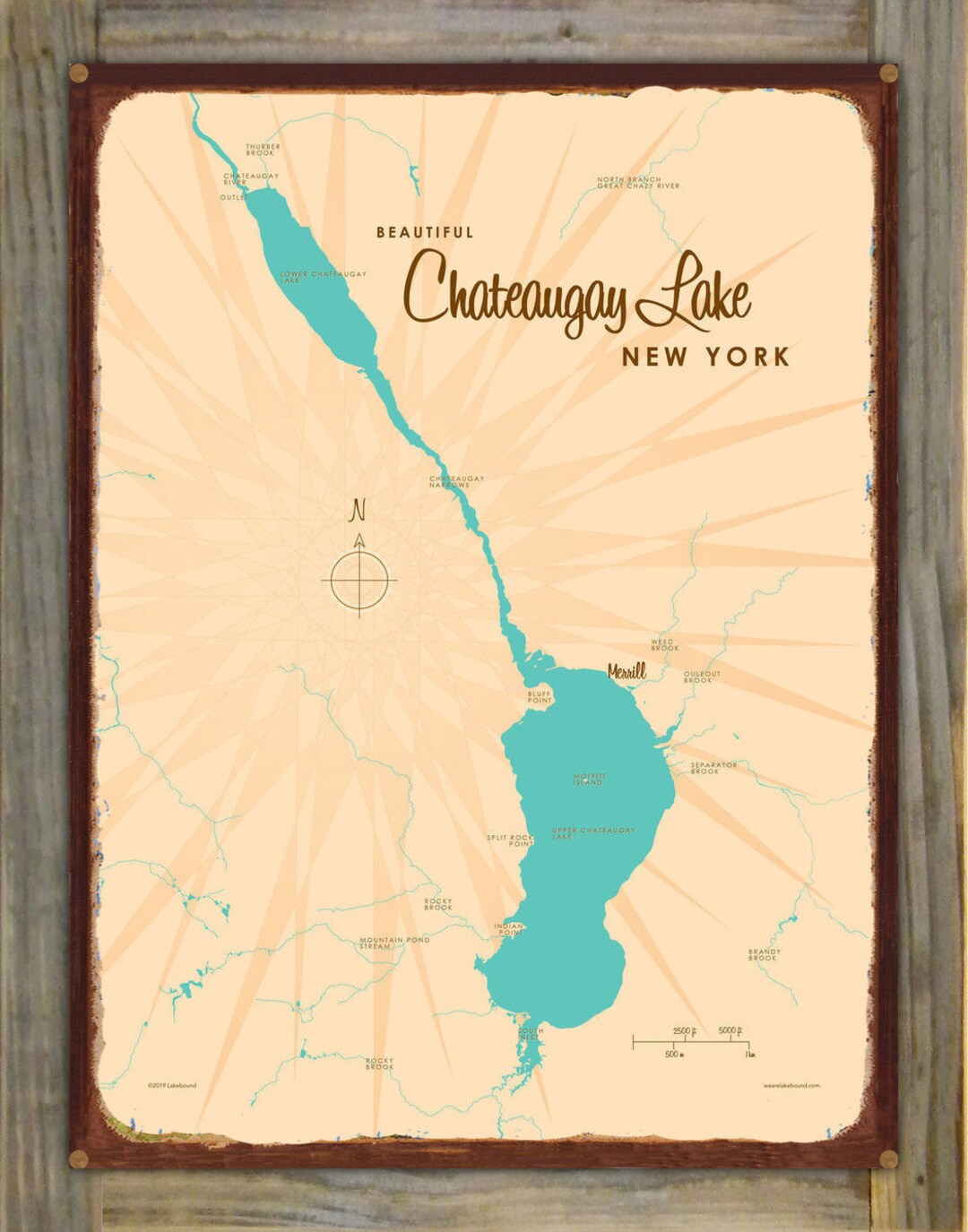 Chateaugay Lake New York Lake House Décor Cabin Art Custom Map Gifts