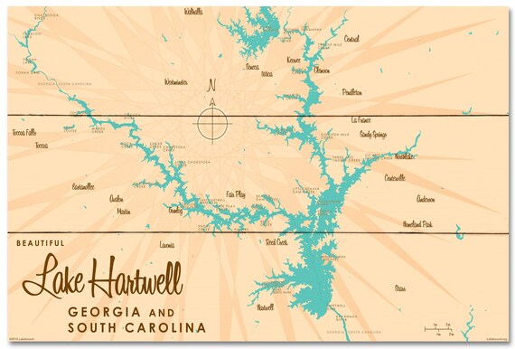 Map Of Lake Hartwell South Carolina Lake Hartwell Georgia South Carolina Wood Sign Map Art | Etsy Australia