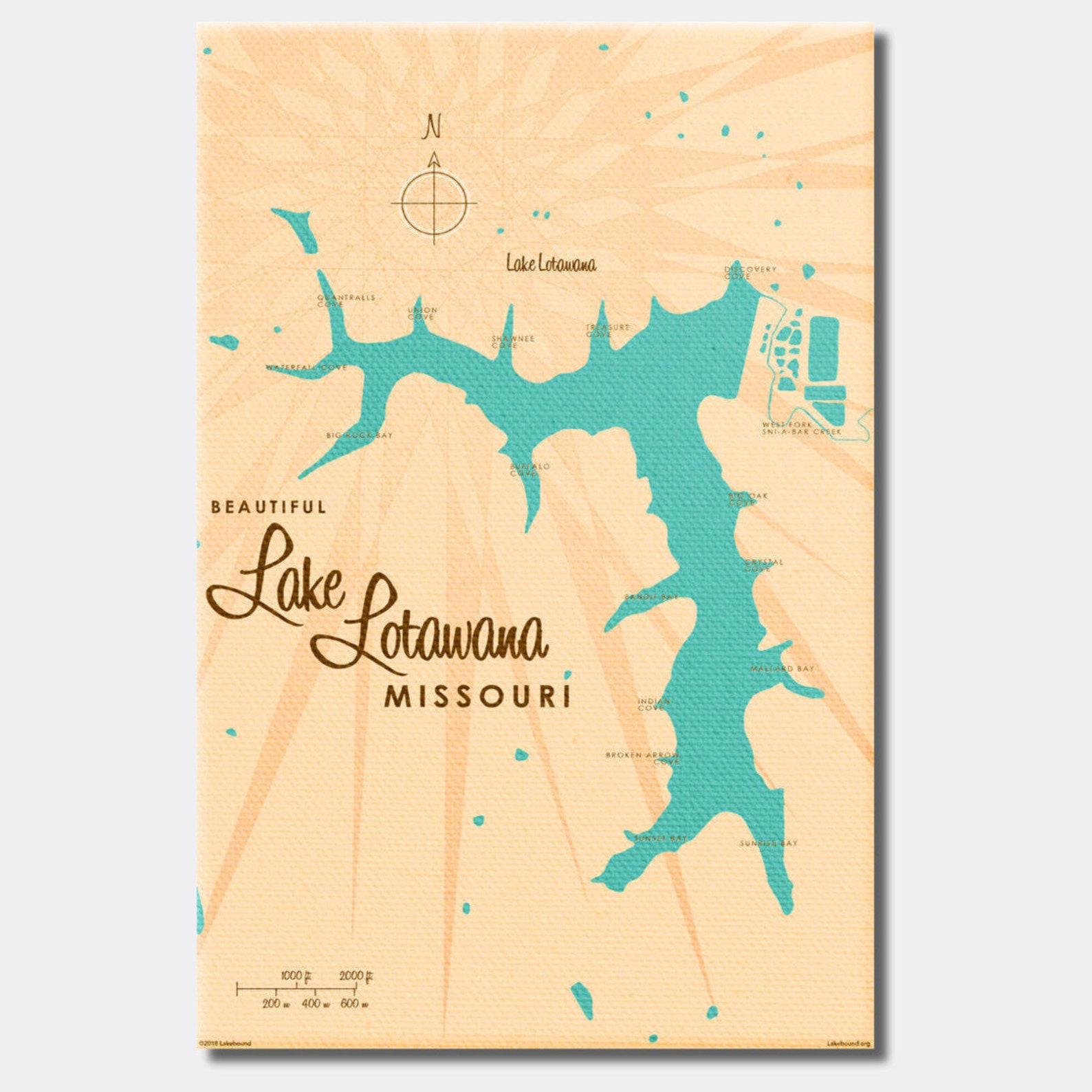 Lake Lotawana Missouri Canvas Map Art Etsy
