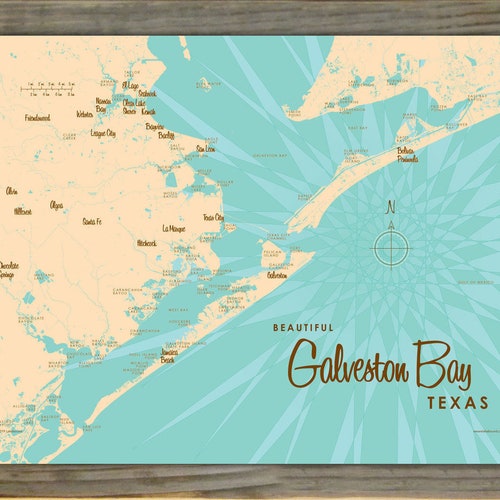 Map Of Galveston Bay Galveston Bay Texas Wood-Mounted Metal Sign Map Art | Etsy Canada