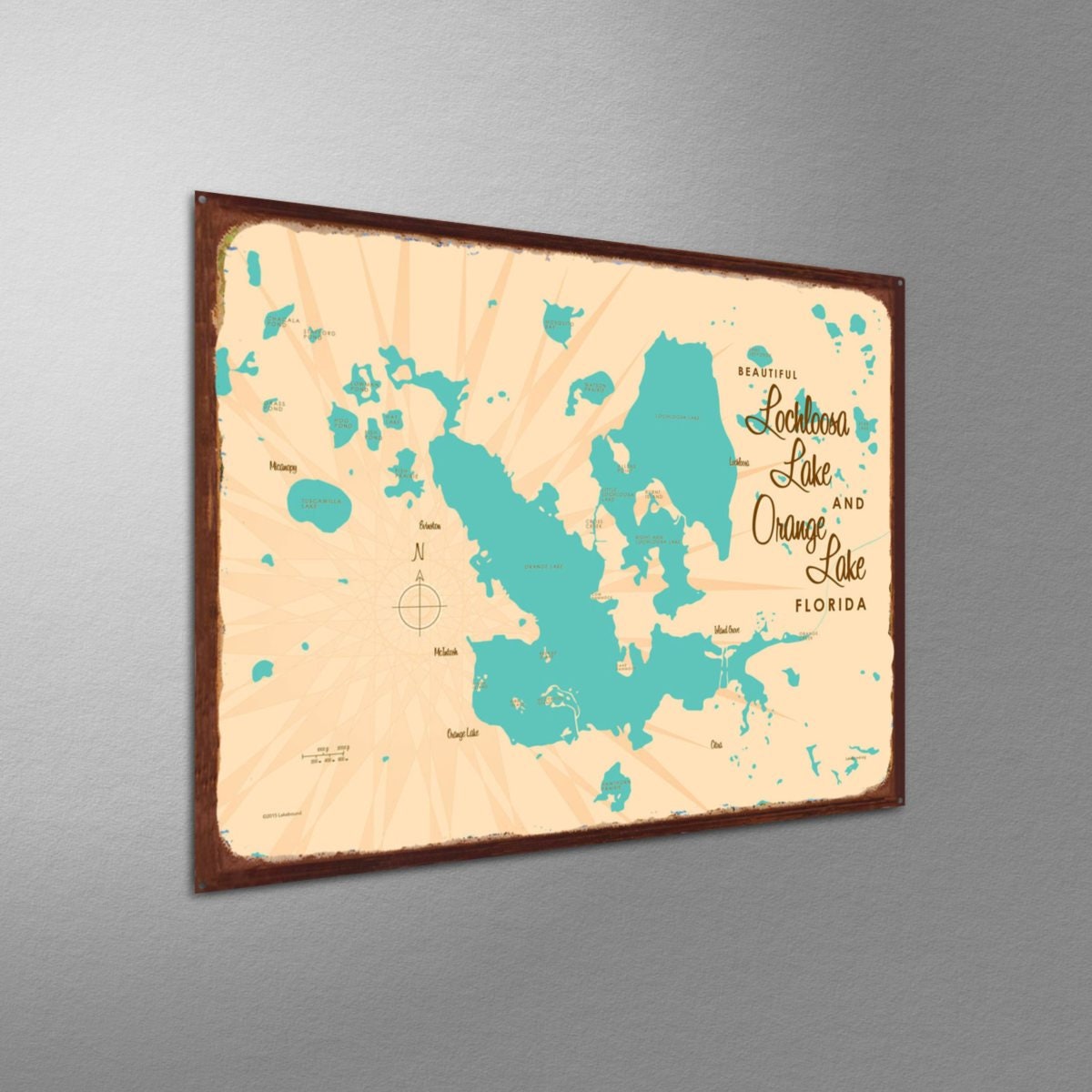 Lochloosa & Orange Lakes Florida Rustic Metal Sign Map Art Etsy