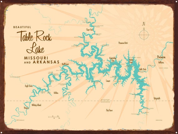 Map Of Table Rock Lake In Missouri Table Rock Lake Missouri Rustic Metal Sign Map Art | Etsy India