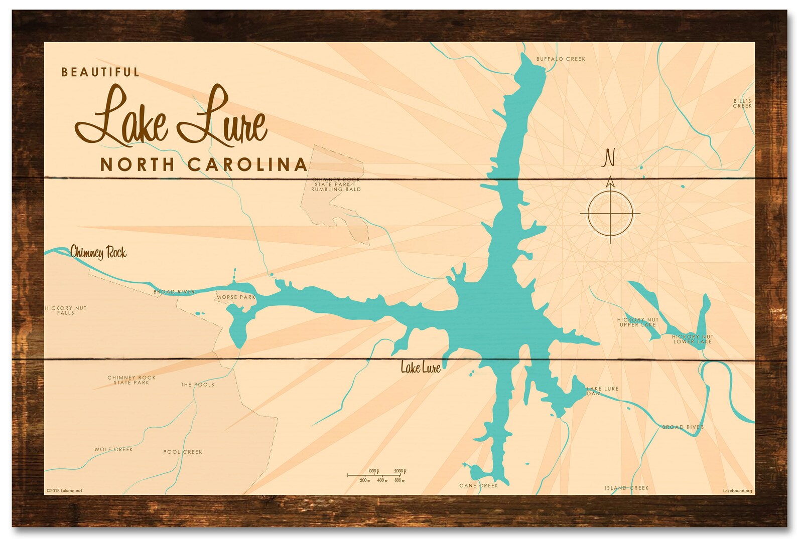 Lake Lure North Carolina Rustic Wood Sign Map Art Etsy